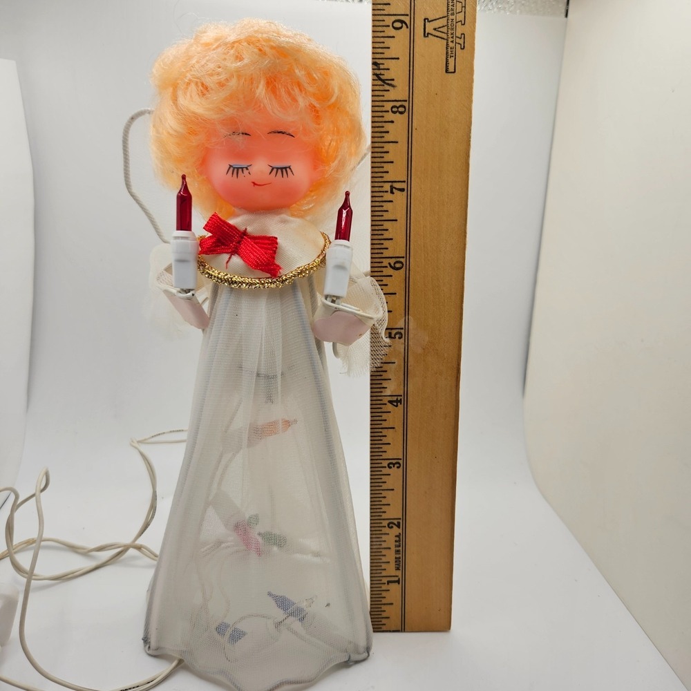 Vintage Lighted Christmas Angel Tree Topper / Decoration Blinking Color‎ Lights